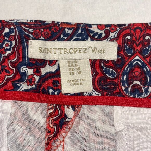 Saint Tropez West Red, White, and Blue Patterned Shorts - Size 6 - Picture 3 of 6